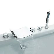 Contemporary Chrome Brass Waterfall Bathtub Faucet Handshower Included