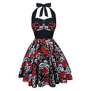 Skull Rose Rockabilly Gothic Halloween Dress @ Etsy