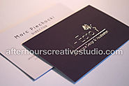 Soft Touch velvet laminated business cards on silk card