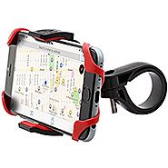 Aduro U-Grip Plus Universal Bike Mount - for Motorcycle, Handlebar, Roll Bar, all Smartphones and GPS Holder (Black/Red)