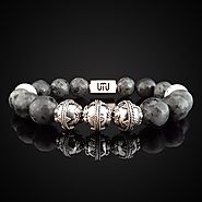 Natural Labradorite and Howlite Luxury Silver Duo Bracelet
