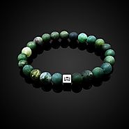 Frosted Matte Moss Agate Gemstone Classic Bracelet