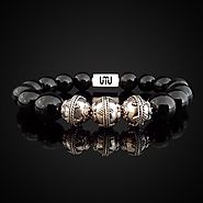 Natural Obsidian Luxury Silver Bracelet