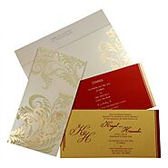 IVORY SHIMMERY FLORAL THEMED - SCREEN PRINTED WEDDING CARD : W-8259A - 123WeddingCards