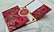 WINE RED SHIMMERY FLORAL THEMED - SCREEN PRINTED WEDDING INVITATION : W-843 - 123WeddingCards
