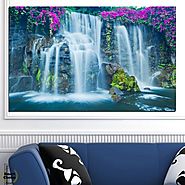 Картина пано за стена от 1 част с изображение на скалист водопад - HD-234-1 - Smart Choice