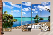 Декоративно пано за стена от 5 части с изглед от остров Мавриций - HD-728