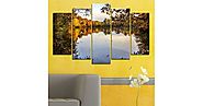 Декорация за стена от 5 части - Езеро в есенна гора - HD-475 - Smart Choice