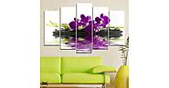 Декоративно пано за стена от 5 части - Спа мотив с лилава Орхидея - HD-776 - Smart Choice