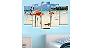 Декоративно пано за стена от 5 части с изглед от Фламинго Бийч на остров Аруба - HD-754 - Smart Choice