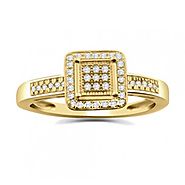 10K Gold Engagement Ring For Her 0.15ctw Pave Diamonds.