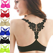 Sexy Women Push Up Bra Front Closure Floral Lace Racer Back Racerback Padded Underwire