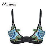 Sexy Bralette Flower Soft Small Chest Embroidery Print Adjustable Bras