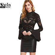 Womens Tops and Blouses Sexy Women Clothes Black Button Back Flare Chevron Blouse