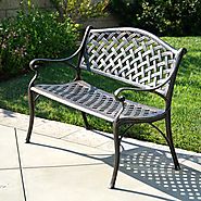Belleze Outdoor Patio Furniture Garden Bench Cast Aluminum, Antique Copper