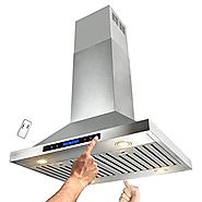AKDY 30" Stainless Steel Island Mount Dual LED Both Side Touch Control Panel Kitchen Range Hood w/ Remote