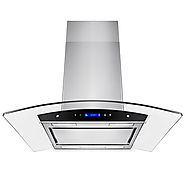 Golden Vantage 30" Island Mount Stainless Steel Powerful Cooking Vents Kitchen Fan LED Display Touch Control Range Hood