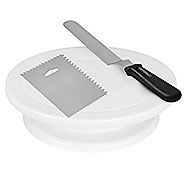 Kootek 11 Inch Rotating Cake Turntable with 12.7'' Angled Icing Spatula and Icing Smoother, Revolving Cake Stand Whit...