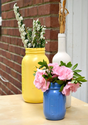 DIY painted Mason jars & wine bottles