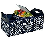 Original Folding Trunk Organizer with Cooler by Picnic at Ascot - Trellis Blue