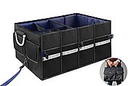Glitz Star Extra Large 4-Compartment|12 Pockets Car Trunk Organizer Collapsible Cargo Storage Container Non-Skid Bott...