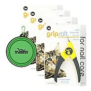 moofin GripSoft Deluxe Cat Nail Clipper Bundle (4 pack) with Silicon Pet Bowl