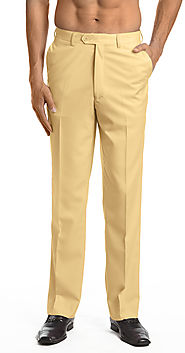 Men's Pants - Gold - Flat Front Slacks