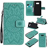 S8 Plus Case,Samsung Galaxy S8 Plus Cover,SMYTU Premium Emboss Sunflower Flip Wallet Shell PU Leather Magnetic Cover ...