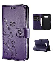 Samsung S8 Case,Galaxy S8 Wallet Case, FLYEE Flip Case Wallet Leather [kickstand] Emboss Butterfly Flower Folio Magne...