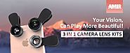 AMIR 3 in 1 Clip-on Cell Phone Camera Lens Kit, 25x Macro Lens & 0.36x Wide Angle Lens &180° Fisheye Lens for...