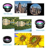 VicTsing 3 in 1 Clip-on 180 Degree Fisheye Lens Plus Wide Angle Lens Plus Macro Lens iPhone Camera Lens Kits for iPho...