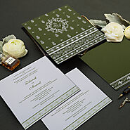 GREEN MATTE SCREEN PRINTED WEDDING INVITATION : I-808A - 123WeddingCards