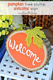 Pumpkin Tree Stump Welcome Sign - View From The Fridge