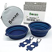 Bonza Large Collapsible Dog Bowls, Twin Pak, 5 Cup, 7" Diameter, Portable Dog Water Bowls for Medium to Large Pets, L...