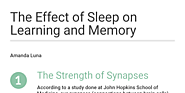 The Effect of Sleep on Learning and Memory
