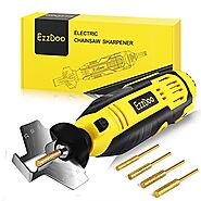 EzzDoo Electric Chainsaw Sharpener Kit with TITANIUM-PLATED Diamond Bits - High-Speed Chain saw Sharpener Tool and 4 ...