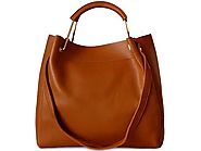 TAN LEATHER EFFECT HOLDALL HANDBAG WITH INNER POUCH AND LONG STRAP