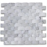 Carrara White Italian Carrera Marble 3D Cambered Curved Arched Mosaic Tile 1x2 Brick Honed