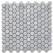 Carrara White Italian Carrera Marble Hexagon Mosaic Tile 1 inch Honed