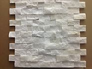 Italian White Carrara Split Face 1x2 Mosaic Tile for Kitchen Backsplash, Wall tile
