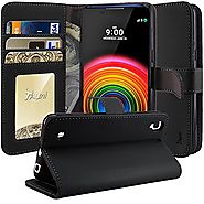LG X Power Case, TAURI [Stand Feature] Wallet Leather Case with Stand, ID & Credit Card Pockets Flip Cover Protective...