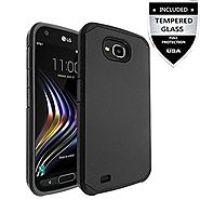 LG X Venture Case / LG X Calibur Case With Tempered Glass Screen Protector,IDEA LINE(TM) Heavy Duty Protection Hybrid...