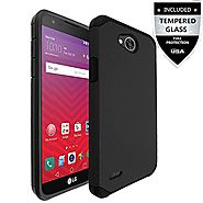 LG Fiesta Case, LG X Power 2 Case,LG X Charge Case With Tempered Glass Screen Protector,IDEA LINE(TM) Heavy Duty Prot...