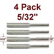 Anytime Tools 5/32" Diamond Chainsaw Sharpener Burr 1/8" Shank, 4 Pack