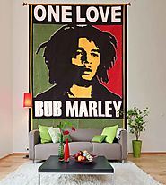 Bob marley one love green and red hippie wall tapestry