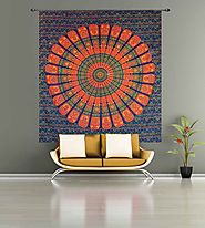 Vibrant colored mandala wall hanging tapestry