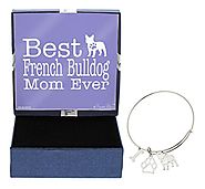 Mother's Day Gifts Best French Bulldog Mom Ever Bracelet Gift Love Dog Breed Silhouette Adjustable Bangle Charm Silve...