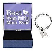 Mother's Day Gifts Best French Bulldog Mom Ever French Bulldog Bracelet Gift Silhouette Charm Bracelet Silver-Tone Br...