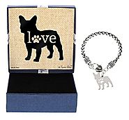 Mother's Day Gifts French Bulldog Bracelet Gift Love Dog Breed Silhouette Charm Bracelet Silver-Tone Bracelet Gift fo...