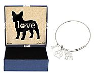 Mother's Day Gifts French Bulldog Bracelet Gift Love Dog Breed Adjustable Bangle Charm Silver-Tone Bracelet Gift for ...